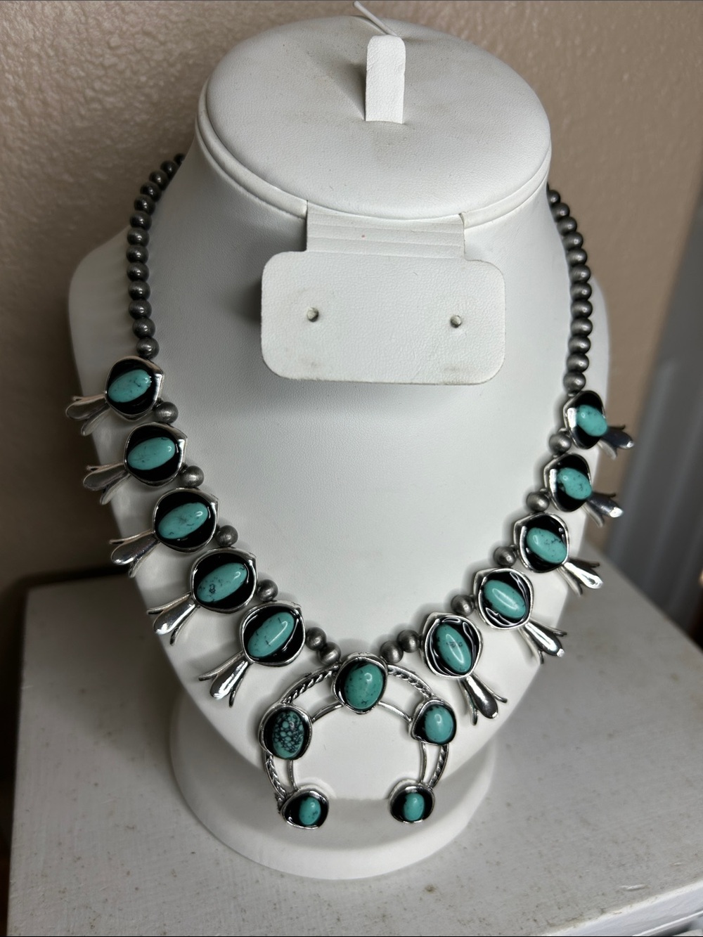 WESTERN Navajo Style Statement Necklace Squash Blossom - Picture 3 of 4